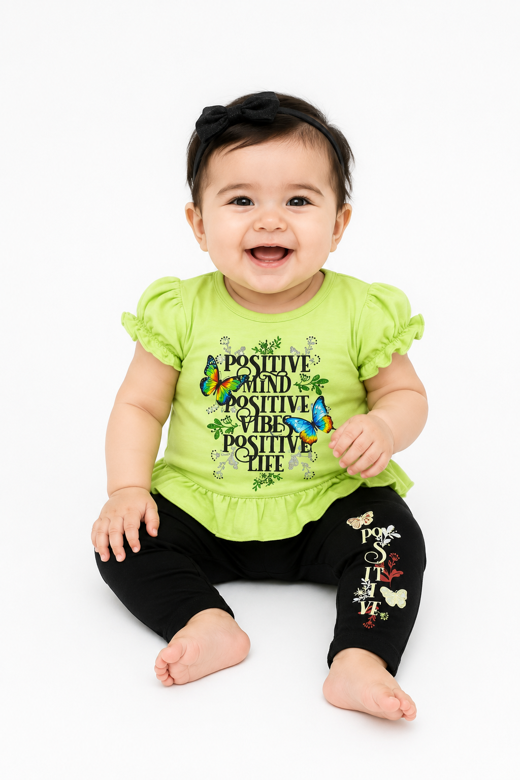 Girls' Positive Vibes Top & Leggings Set