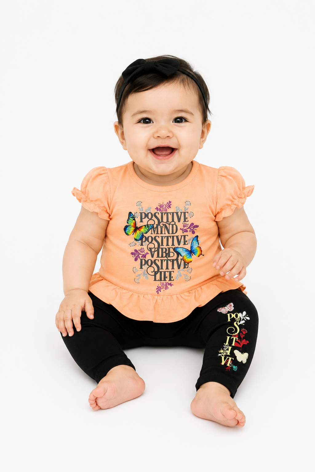Girls' Positive Vibes Top & Leggings Set