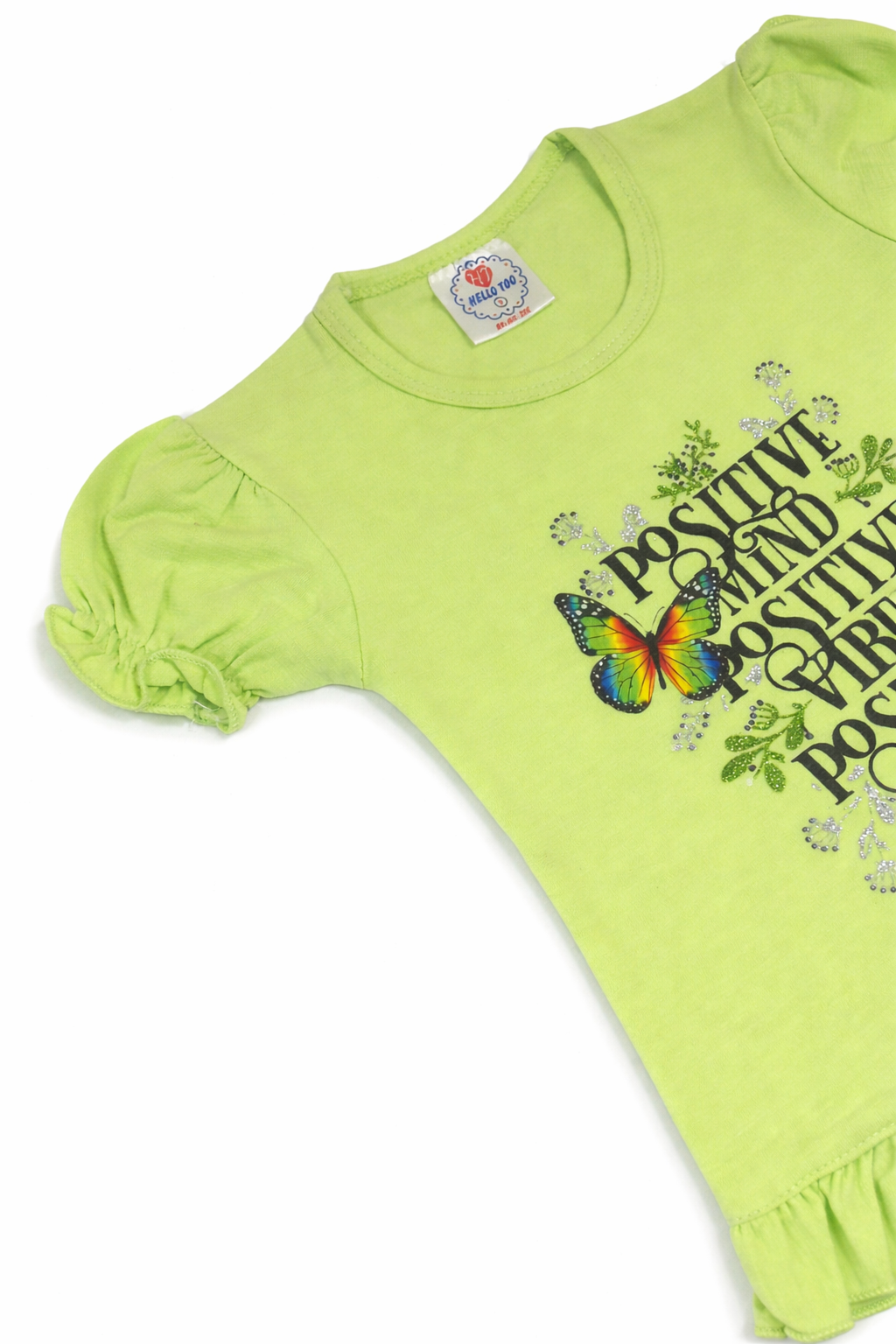 Girls Positive Vibes Graphic Top & Black Printed Leggings – Trendy 2 Piece Outfit for Kids
